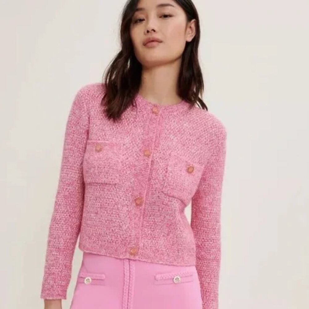 Maje Knit Cardigan - Pink - Size 1/S